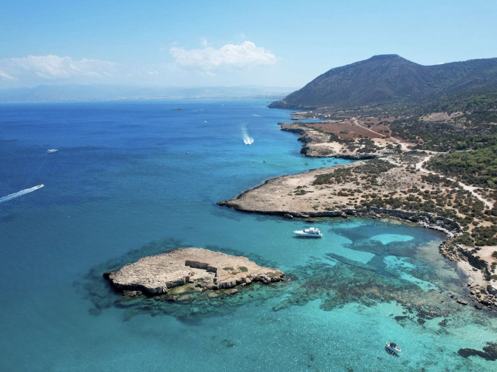 The coast of Cyprus with beautiful blue sea