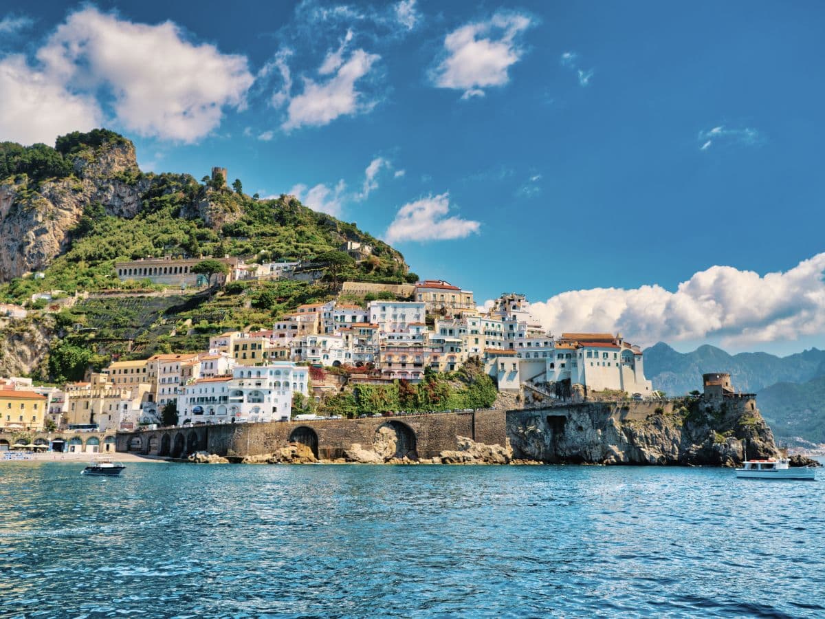 A beautiful sunny day looking at Amalfi from the sea