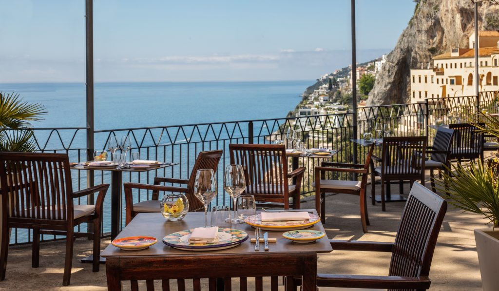 A romantic table for two with a view at the Anantara Convento Di Amalfi Grand Hotel