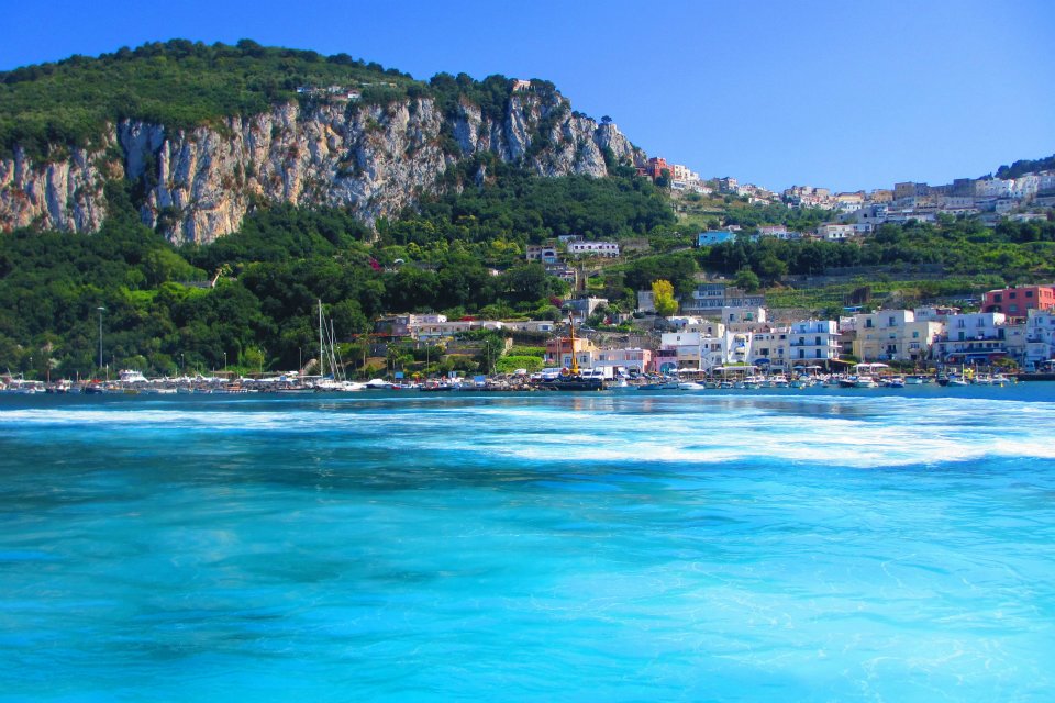 The beautiful Amalfi Coast taken from boat on boat trip